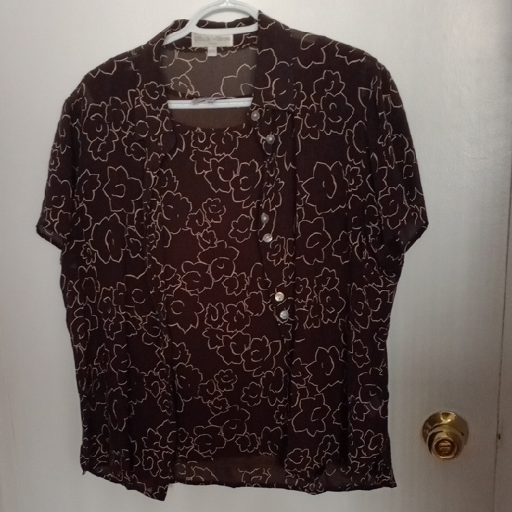 Valentina Brown Sheer Floral Top